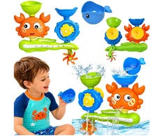 Lean Toys Žaislas maudymuisi krabas banginis krioklys ritė prisiurbtukai spalvotas
