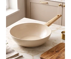 Wok keptuvė su keramine danga, smėlio spalvos, Ø 30 cm