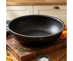 Wok keptuvė su PFLUON GRANIT danga, juoda, 26 cm
