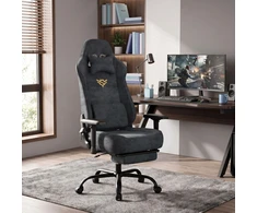 Songmics Žaidimų kėdė su 4D porankiais ir pakoju, pilka, 72 × 72 × 125–135 cm