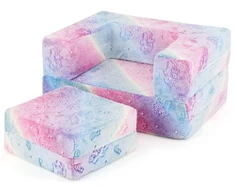 Žaidimų sofa Pilka dinozauras / Vaivorykštinė vienaragis