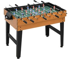 "HOMCOM 4 in 1" daugiafunkcinis žaidimų stalas, vakarėlių žaidimų stalas su stalo tenisu, stalo futbolu, biliardu, stalo ledo rituliu, skirtas linksmybėms su keliais žaidėjais, plienas, natūralus medis + juoda spalva