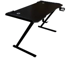 Žaidimų stalas su RGB LED apšvietimu ir 2 kabelių angomis, juodas, 120 × 60 × 74 cm