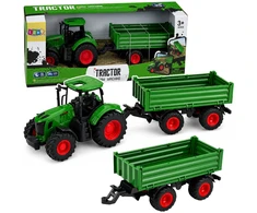 Lean Toys Žemės ūkio traktorius su priekaba 1:24