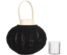 Home Styling Collection Žibintas žvakidė 22 cm Medinis Juodas