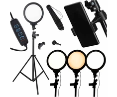 Žiedinė LED lempa, reguliuojama, USB maitinama, juoda, Ø 26 cm