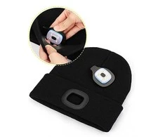 Žieminė kepurė su LED lempute, USB įkrovimas, 3 apšvietimo režimai