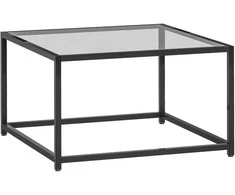 HOMCOM Kvadratinis staliukas, naktinis staliukas su grūdinto stiklo stalviršiu, kavos staliukas su plieninėmis kojomis 68 x 68 x 39 cm Juodas
