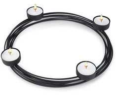 Home Styling Collection Žvakidė 4 žvakėms Metalinė Juoda 28x3,5 cm
