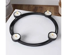Home Styling Collection Žvakidė 4 žvakėms Metalinė Juoda 28x3,5 cm
