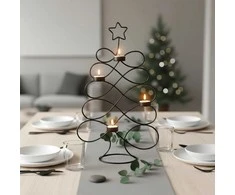 Metalinis žvakidė Kalėdų eglutės formos 49 cm Juoda