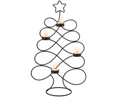 Metalinis žvakidė Kalėdų eglutės formos 49 cm Juoda