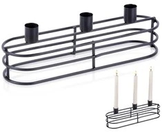 KOOPMAN Home Styling Collection Žvakidė Metalinė Juoda 3 Žvakėms 29,5x8,5x9,5 cm
