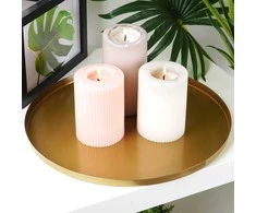 Vilde Dekoteller Dekoplatte Kerzenständer Kerzenplatte Kerzenuntersetzer aus Metall goldfarben 30 cm