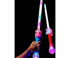Šviečianti vienaragio lazda su LED disko efektais - mėlyna
