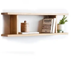 H FORMOS (80x20X24cm) ąžuolinė sieninė lentyna : Apdaila - Aliejuota bespalviu linų sėmenų aliejumi