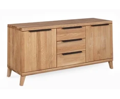 HUGO 140cm Ąžuolinė komoda : Apdaila - Be apdailos, Aukštis - 77cm