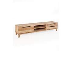 HUGO 180cm Ąžuolinis TV staliukas : Apdaila - Aliejuota bespalviu linų sėmenų aliejumi, Aukštis - 48cm