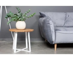 LOFT R Baltas Ø70 ąžuolinis apvalus žurnalinis staliukas : Apdaila - Aliejuota bespalviu aliejumi su kietaisiais vaškais, Aukštis - 44cm