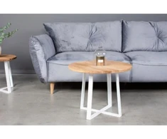 LOFT R Baltas Ø70 ąžuolinis apvalus žurnalinis staliukas : Apdaila - Aliejuota bespalviu aliejumi su kietaisiais vaškais, Aukštis - 44cm