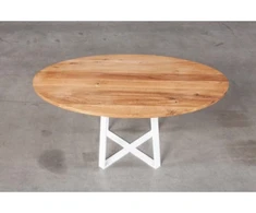LOFT R ELIPSE Baltas 100X60 ąžuolinis ovalus žurnalinis staliukas baltom kojom : Aukštis - 44cm