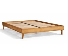 Lova OAKY 140 Ąžuolinės Lovos rėmas : Apdaila - Aliejuota bespalviu linų sėmenų aliejumi, Čiužinio dydis - 140x200cm, Kojos - Metalinės, juodos spalvos, lovoms