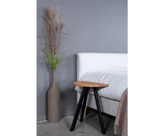 MOON TORI 50cm ąžuolinis šoninis staliukas juodom kojom : Apdaila - Be apdailos, Aukštis - 50cm