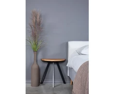 MOON TORI 60cm ąžuolinis šoninis staliukas juodom kojom : Apdaila - Be apdailos, Aukštis - 50cm