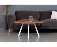MOON TORI Baltas 100cm ąžuolinis šoninis staliukas baltom kojom : Apdaila - Aliejuota bespalviu linų sėmenų aliejumi, Aukštis - 50cm