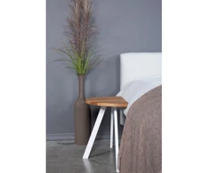 MOON TORI Baltas 60cm ąžuolinis šoninis staliukas baltom kojom : Apdaila - Be apdailos, Aukštis - 50cm