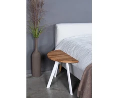 MOON TORI Baltas 70 ąžuolinis šoninis staliukas baltom kojom : Apdaila - Be apdailos, Aukštis - 50cm