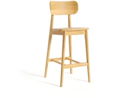 PAULA WOODEN (70cm) pilnai ąžuolinė baro kėdė : Apdaila - Be apdailos
