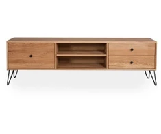 RETRO EASY 160cm Ąžuolinis TV staliukas : Apdaila - Aliejuota bespalviu linų sėmenų aliejumi