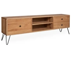RETRO EASY 180cm Ąžuolinis TV staliukas : Apdaila - Aliejuota bespalviu linų sėmenų aliejumi