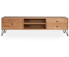 RETRO EASY 180cm Ąžuolinis TV staliukas : Apdaila - Aliejuota bespalviu linų sėmenų aliejumi