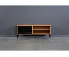 RETRO K Juodas MIX 130 cm Ąžuolinis TV staliukas metalinėmis kojelėmis