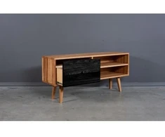 RETRO K Juodas MIX 130 cm Ąžuolinis TV staliukas