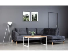 SELECT Baltas 110X60 ąžuolinis žurnalinis staliukas baltos kojos : Apdaila - Aliejuota bespalviu linų sėmenų aliejumi, Stalviršio briauna - 2 cm