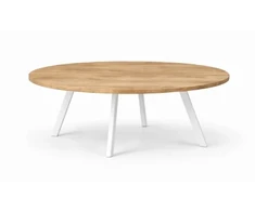 TORI ELIPSE Baltas 140X90 ąžuolinis ovalus žurnalinis staliukas baltomis kojomis : Apdaila - Aliejuota bespalviu linų sėmenų aliejumi, Aukštis - 50cm