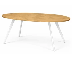 TORI OVAL Baltas 160x100 ovalus ąžuolinis stalas : Apdaila - Be apdailos