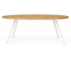 TORI OVAL Baltas 160x100 ovalus ąžuolinis stalas : Apdaila - Be apdailos