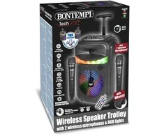 BONTEMPI belaidis garsiakalbis su 2 mikrofonais ir RGB šviesomis, 49 1070