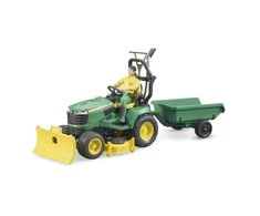 BRUDER traktorius John Deere Lawn su priekaba ir sodininku, 62104