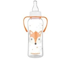 Canpolbabies CANPOL 11/845 Standartinis buteliukas su rankenomis 250ml CUTE ANIMALS oranžinė