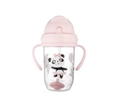 Canpolbabies CANPOL BABIES neišsipilanti gertuvė su šiaudeliu EXOTIC ANIMALS, 6m+, 270ml, rožinės spalvos, 56/606_pin