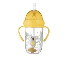 Canpolbabies CANPOL BABIES neišsipilanti gertuvė su šiaudeliu EXOTIC ANIMALS, 6m+, 270ml, yellow, 56/606_yel