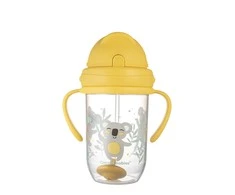 Canpolbabies CANPOL BABIES neišsipilanti gertuvė su šiaudeliu EXOTIC ANIMALS, 6m+, 270ml, yellow, 56/606_yel