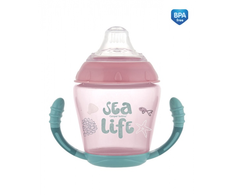 Canpolbabies CANPOL BABIES neišsipilantis puodelis su mikštu silikoniniu snapeliu Sea life, 230ml rožinis, 56/501_pin