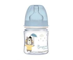 CANPOL BABIES plataus kaklelio buteliukas EASYSTART BONJOUR PARIS, 120 ml, 35/231_blu