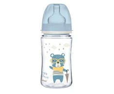 CANPOL BABIES plataus kaklelio buteliukas EASYSTART BONJOUR PARIS, 3 m+, 240 ml, 35/232_blu